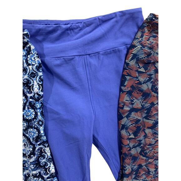 One Size LulaRoe Womens Leggings 3 Pair Assorted Purples Blues - Picture 3 of 8